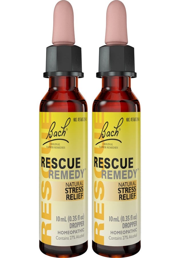 Bach Rescue Remedy Dropper, Natural Stress Relief, Homeopathic Flower Essence, Vegan, Gluten & Sugar-Free, Non-Habit Forming, 2 Pack, 10mL Ea Visit The Rescue Store - Image 1